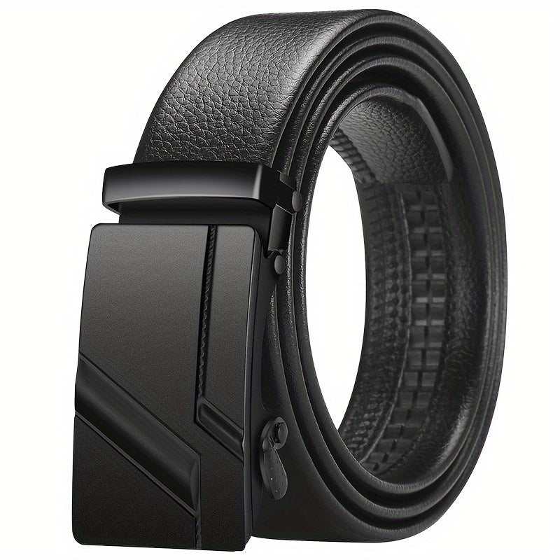 Unisex Adjustable PU Leather Belt with Automatic Buckle for Jeans and Dress Pants