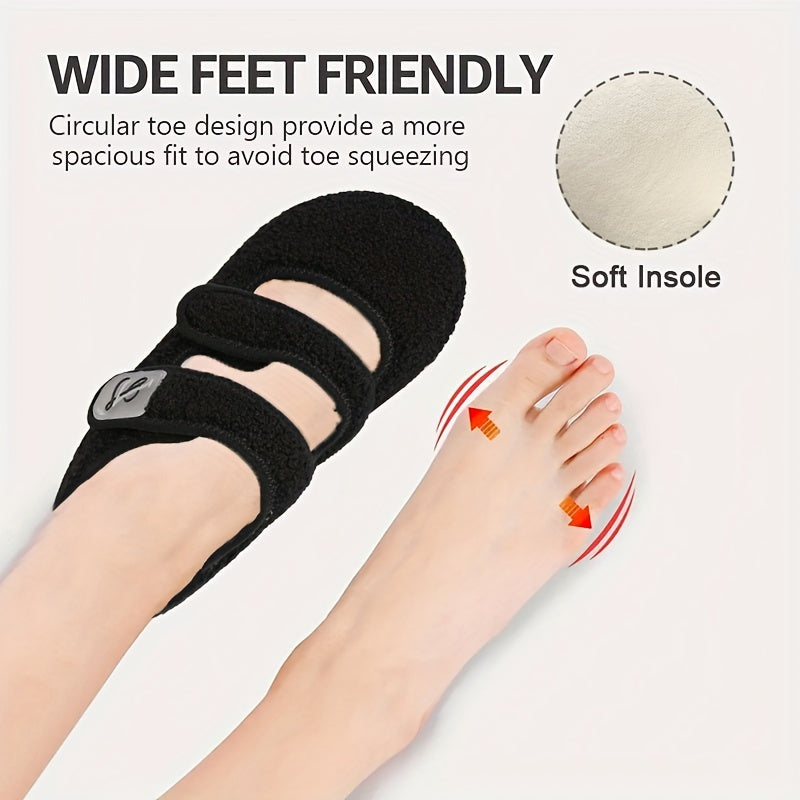 Women Slip-On Shoes Black Fabric Non-Slip Indoor Outdoor Comfort