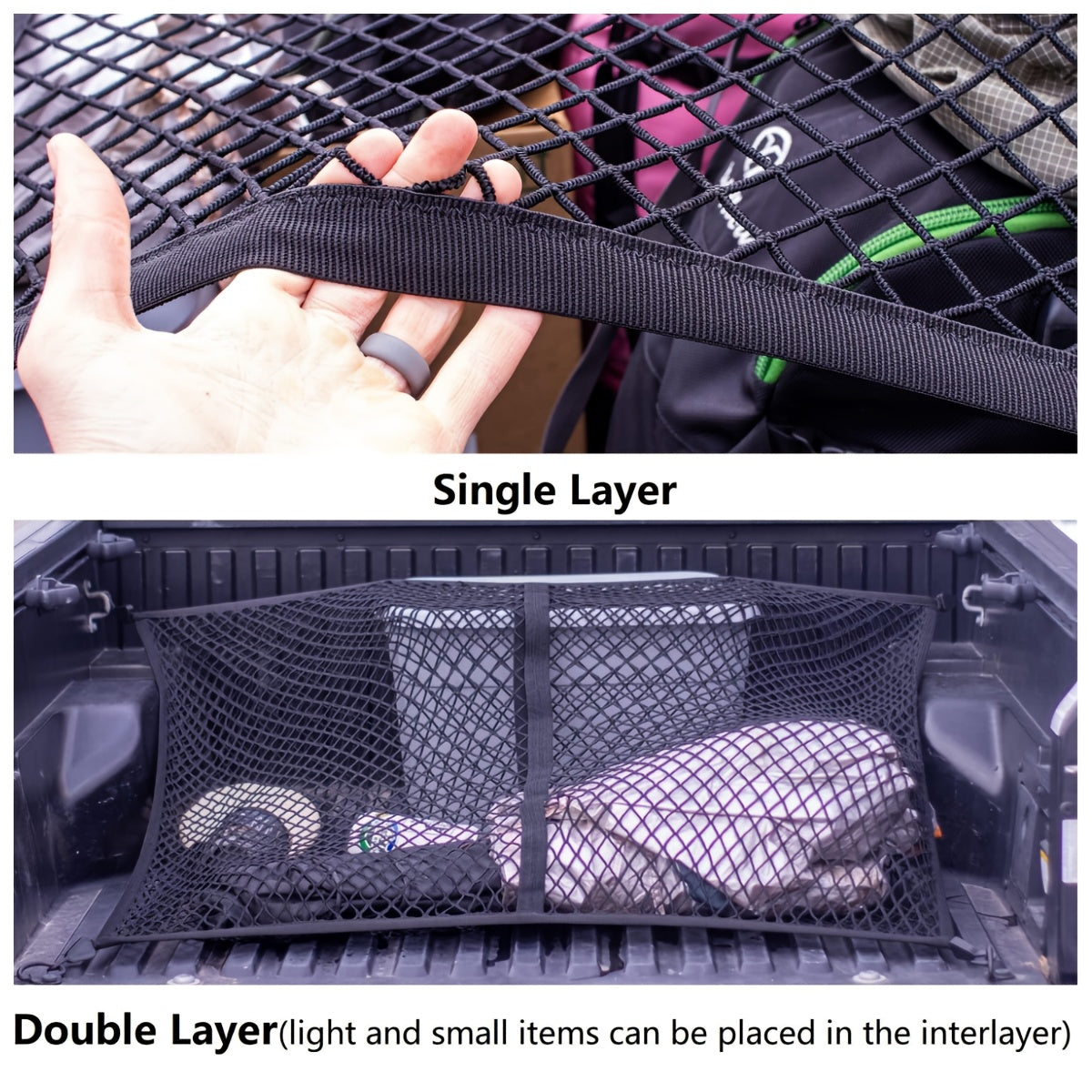 Universal Heavy Duty Elastic Cargo Net for Trucks SUVs Trailers 3.3x4 to 5.8x7