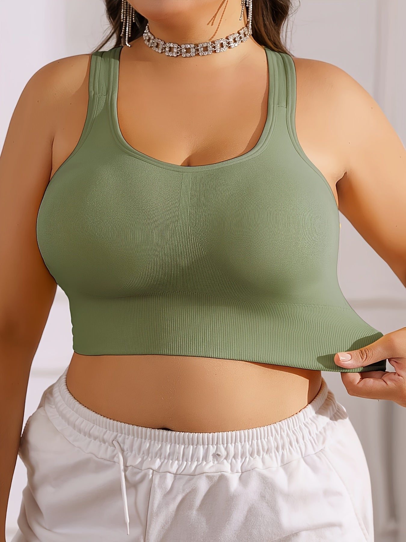 Plus-Size Women's Sports Bra Nylon Blend High Support Adjustable Straps