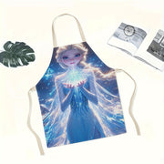 Waterproof Apron with Elsa Cartoon Illustration for Kitchen and Hotel Use