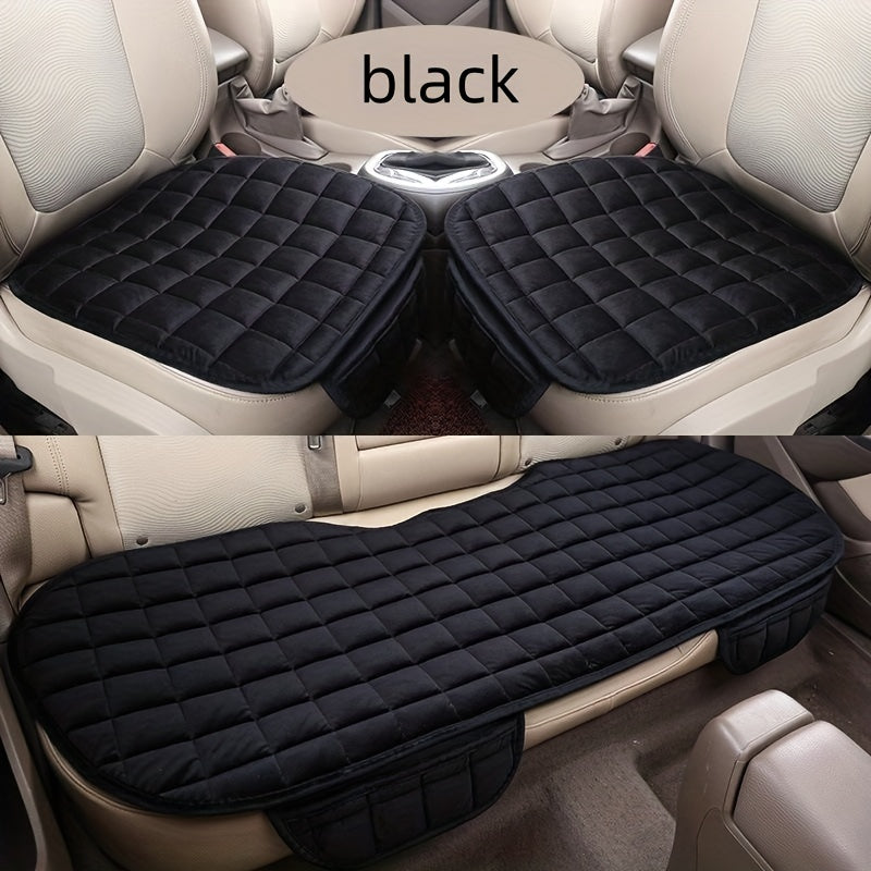 Universal Car Seat Cover Set Winter Thick Quilted Velvet Anti-slip