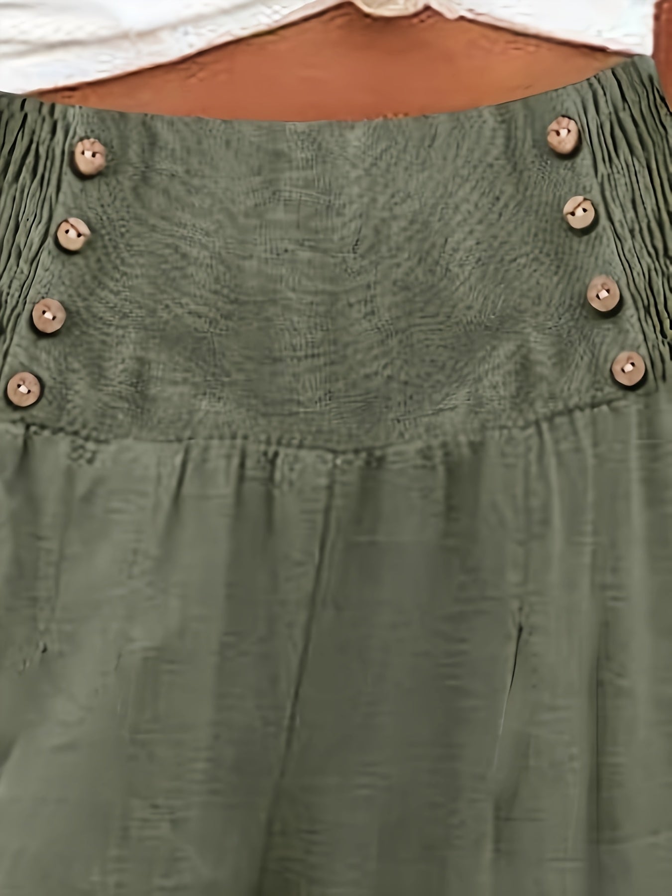 Plus Size Women's Wide-Leg Pants with Waistband Buttons Polyester Blend All-Season