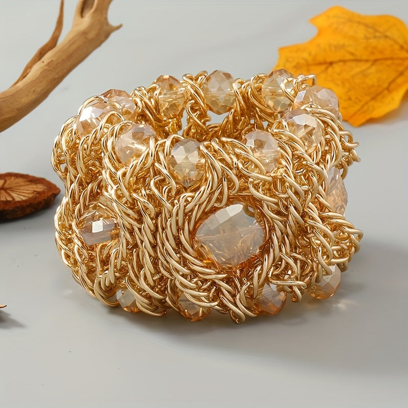 Women’s Boho Bracelet with Artificial Crystals Elegant Bohemian Jewelry for Daily Wear