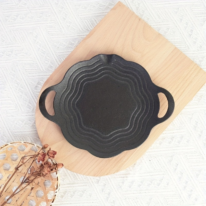 Round Cast Iron Grill Pan for Outdoor Camping & BBQ