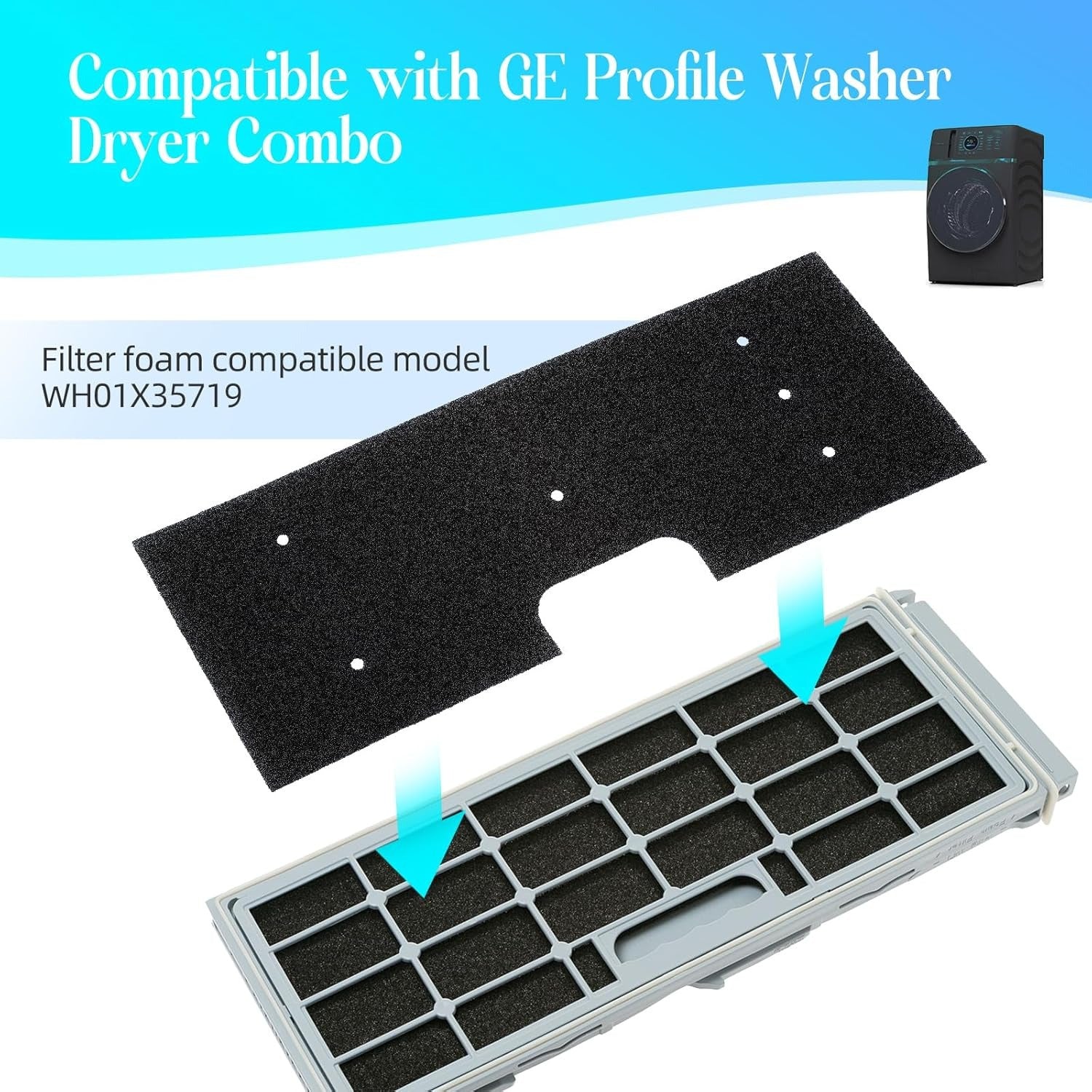 2Pack Lint Filter for Washer Dryer Combo Hand Washable Replacement