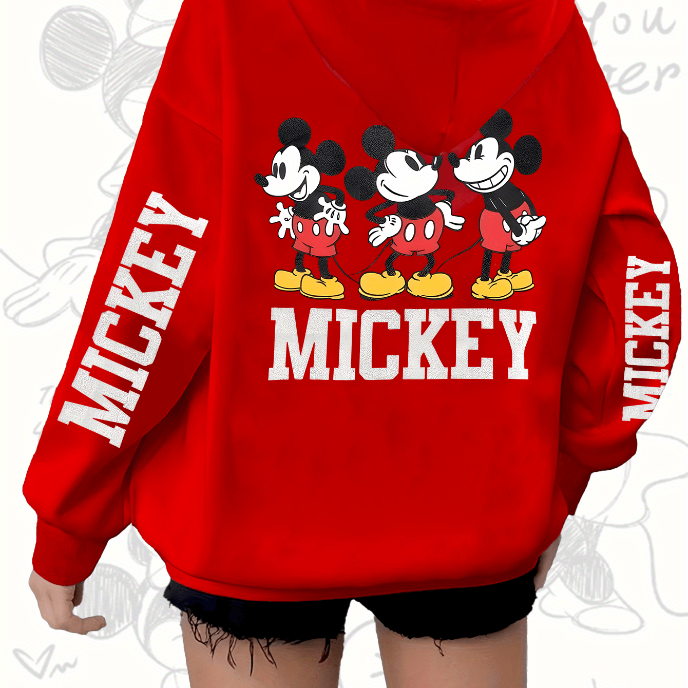 Girls Graphic Hoodie Red Casual Zipper Sweatshirt with Ruffled Hem