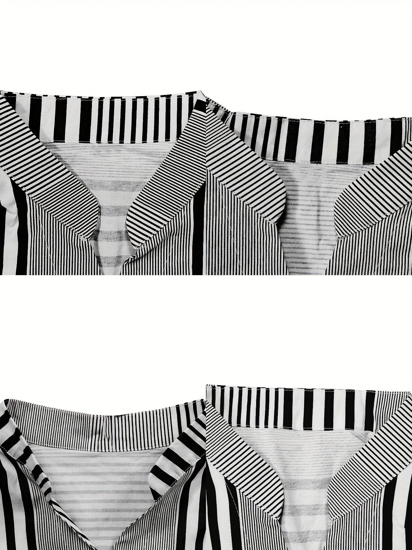 Blusa casual de rayas para mujer de tallas grandes con botones y mangas enrollables