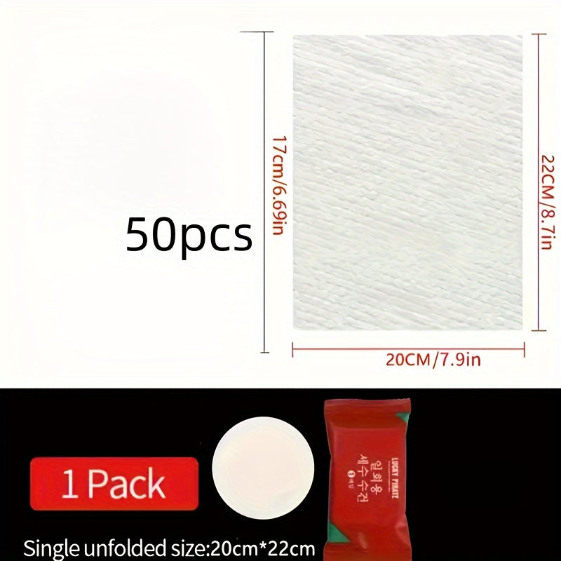 50 Compressed Round Face Cloths for Travel Makeup Removal and Facial Cleansing