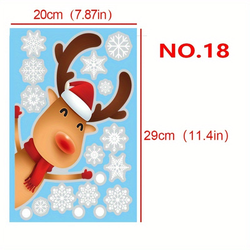 Christmas Window Clings Set with Snowflake and Santa Designs for Holiday Decor