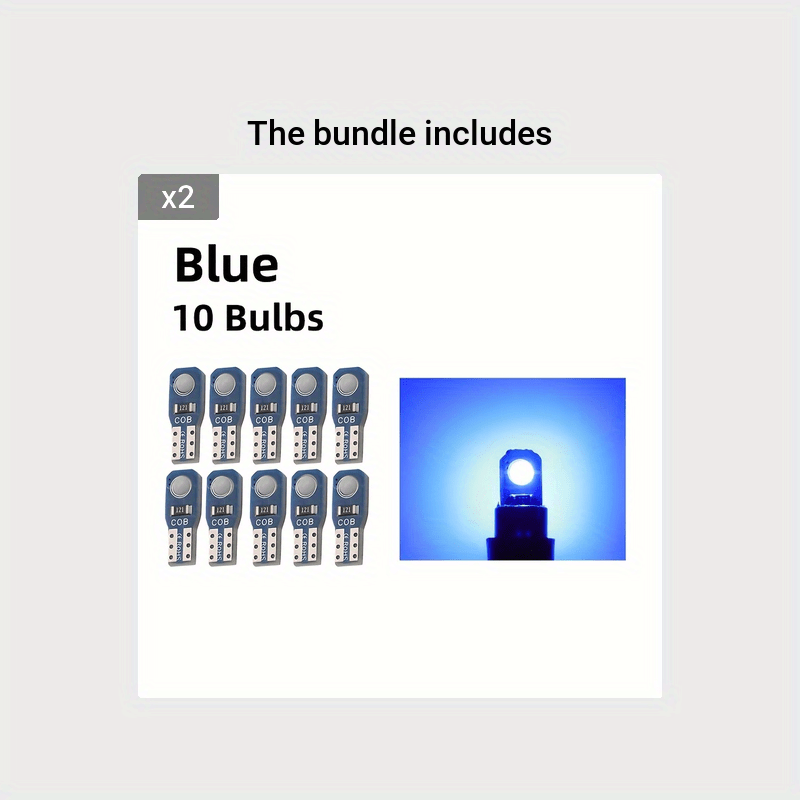 10 Pieces T5 LED Car Dashboard Lights 12V DC Instrument Panel Indicator