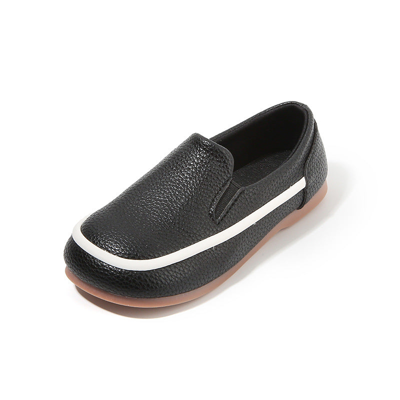 Boys Toddler Slip-On Loafers Rubber Sole PU Material British Style All-Match