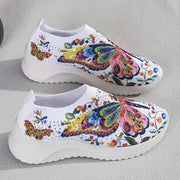 Plus-Size Women's Butterfly Slip-On Sneakers Lightweight Breathable Rhinestone