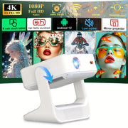 HD Video Projector 4K Support, Android 12, WiFi 6, 8-Inch Touch Screen
