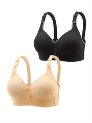 Women's Floral Appliqué Wireless Full Cover Bra Set with Padded Cups