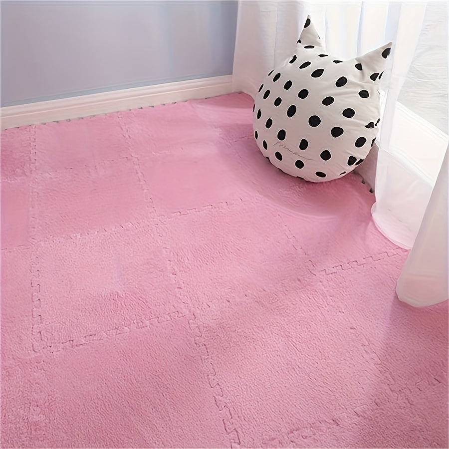 Machine Made Polyester EVA Square Carpet Tiles Set Washable Interlocking Floor Mats 29.97cm