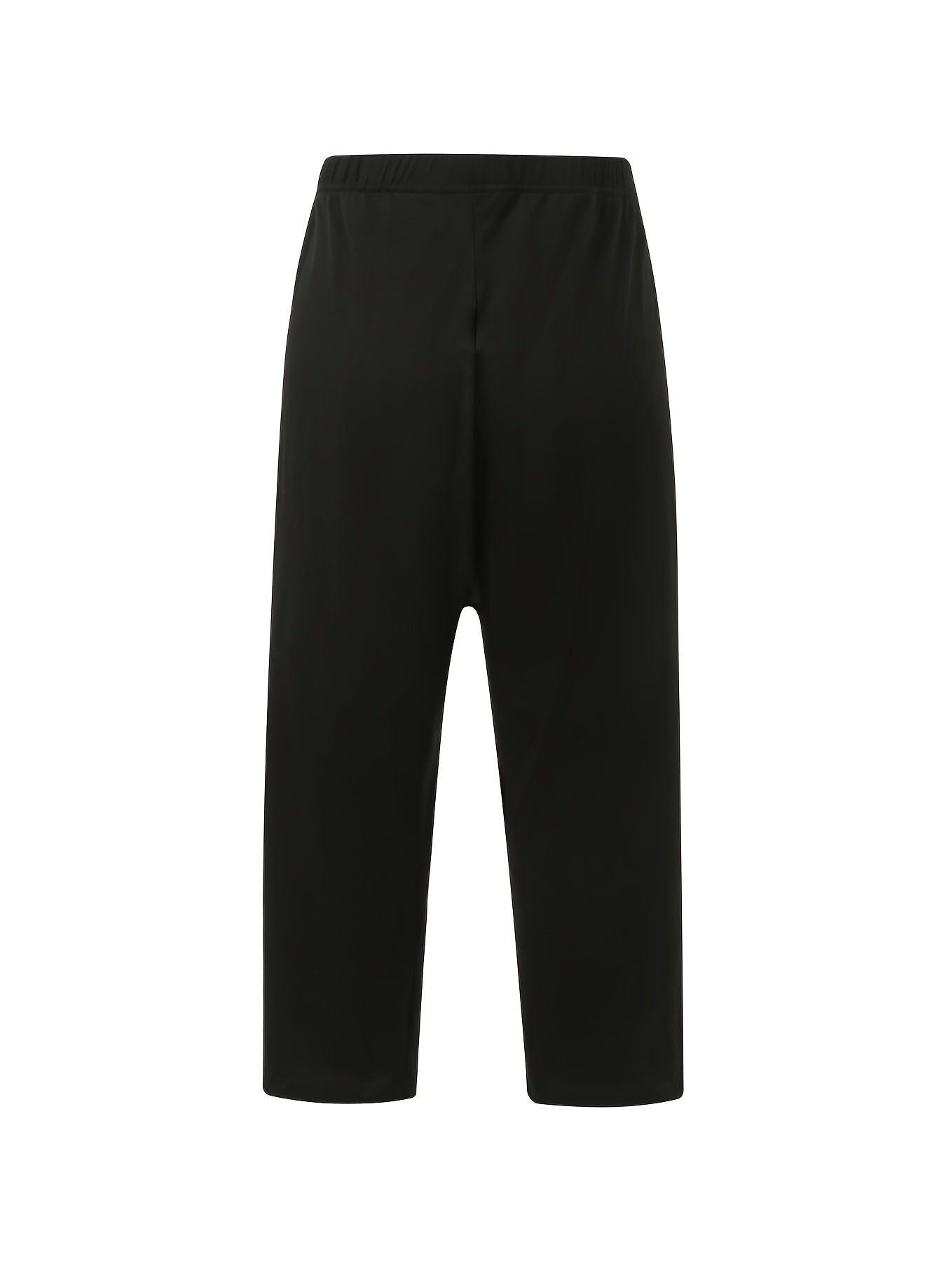 Women Plus Size Capri Leggings High-Waist Stretchy Solid Colors Summer Beach Casual