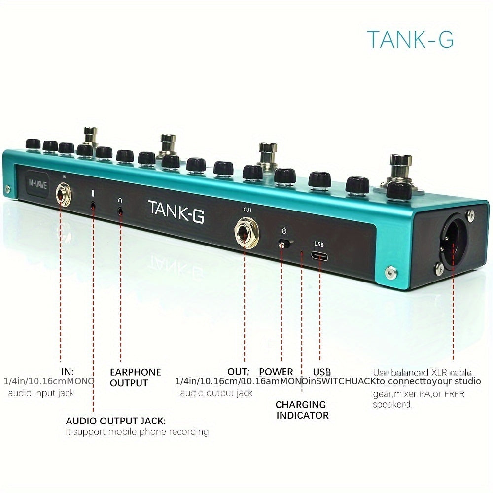 Guitar Effects Pedal Noise Gate 9 Preamp Slots 3-Band EQ Delay Reverb IR Cab Tuner USB Rechargeable