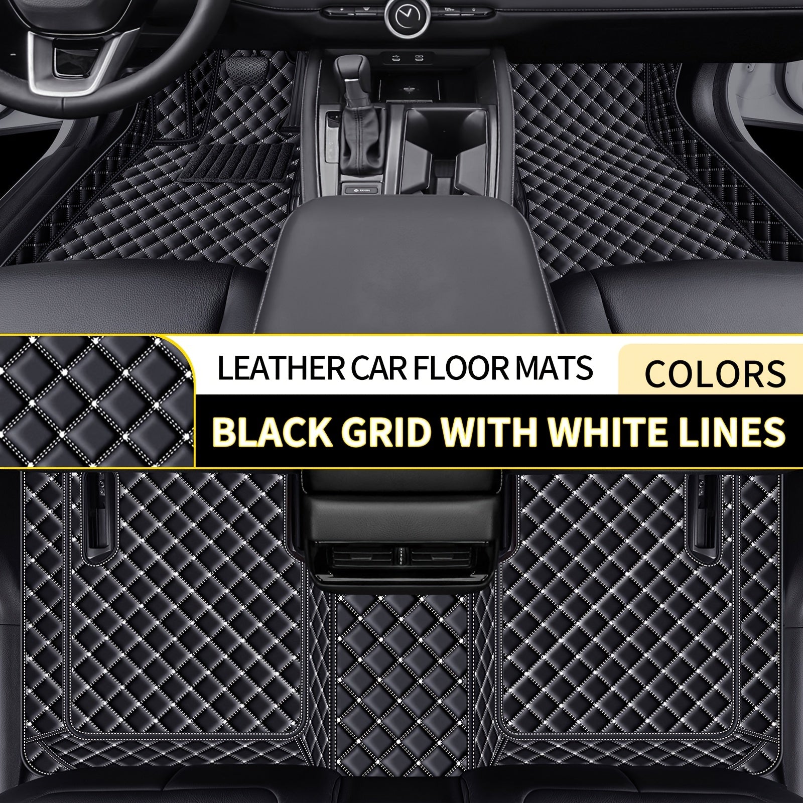 Car Floor Mat Waterproof PU Leather All-Weather Durable for Left-Hand Drive