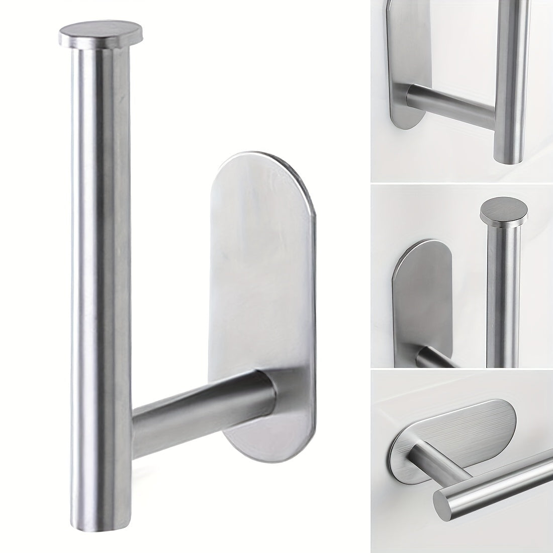 Stainless Steel Self-Adhesive Toilet Paper Holder Wall Mount Bathroom Accessory