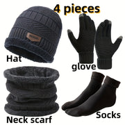 Winter Accessories Bundle for Men and Women Beanie Gloves Gaiter Socks Set