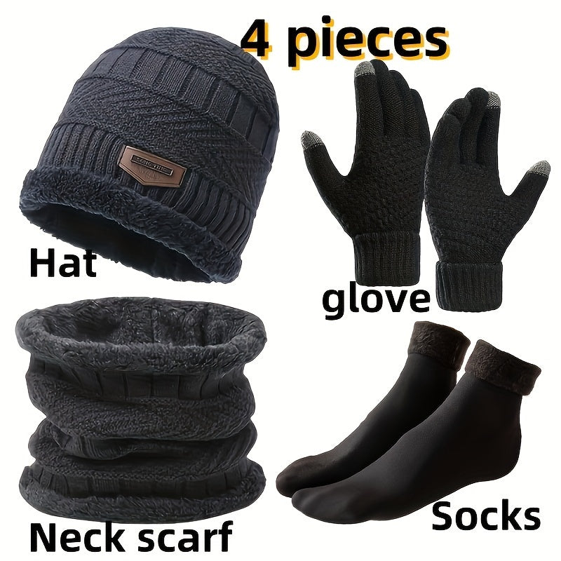 Winter Accessories Bundle for Men and Women Beanie Gloves Gaiter Socks Set