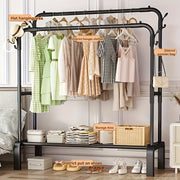 Double Bar Clothes Hanger for Coats Shirts Dresses and Scarves Lightweight Iron Rack Black White