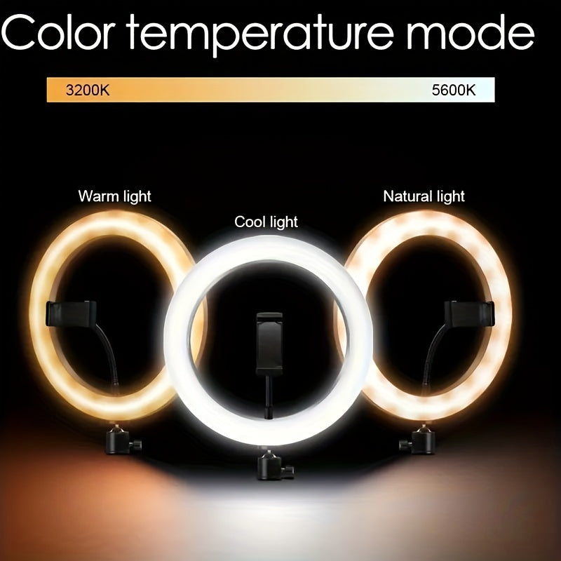 12-Inch LED Selfie Ring Light with Tripod Stand and Phone Holder USB Powered Adjustable Brightness