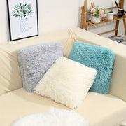 Bohemian Plush Throw Pillow Cover for Sofa or Bed Gray White Turquoise