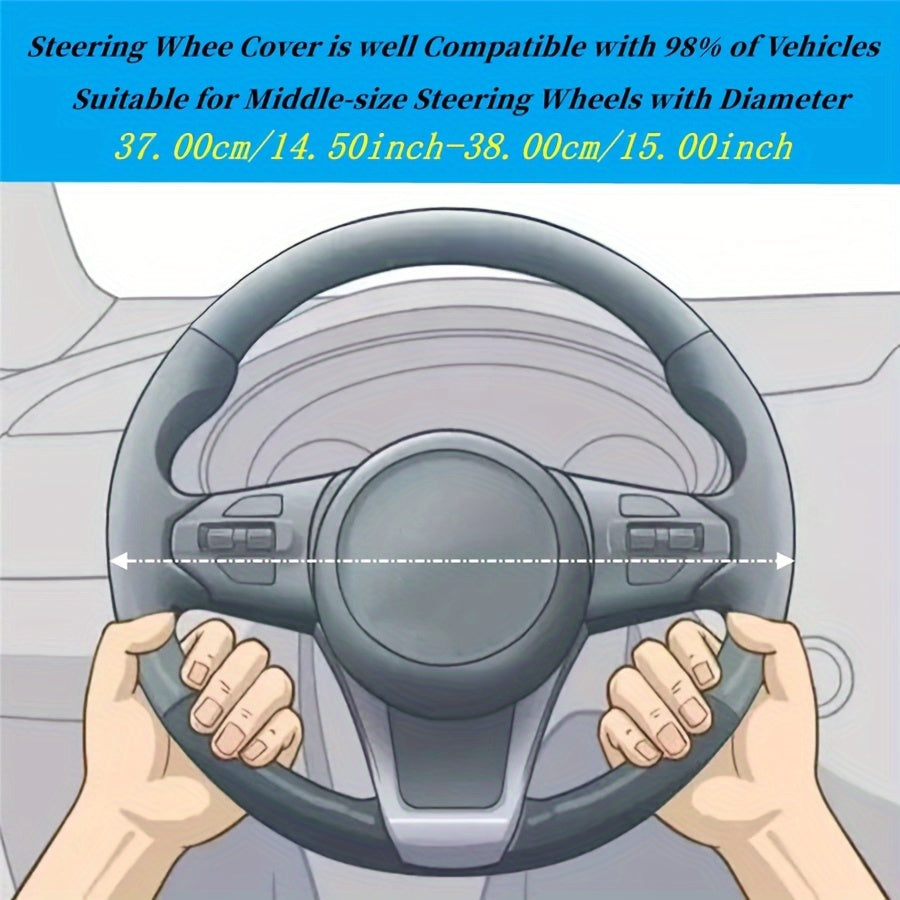 Universal Car Steering Wheel Cover Artificial PU Leather Non-Slip All-Season