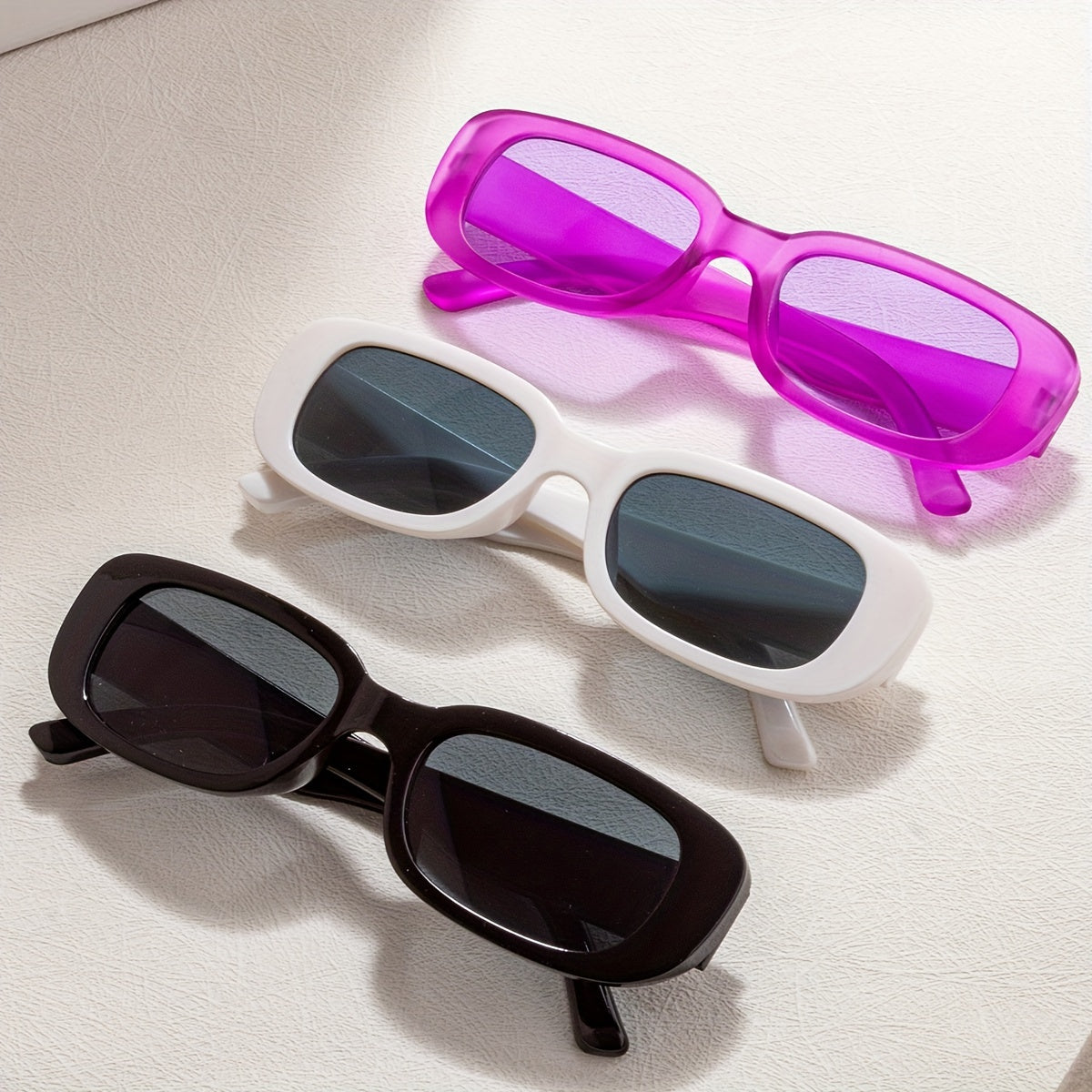 3 ta uniseks to'rtburchak ko'zoynaklar to'plami Qora Oq Qizil Y2K moda aksessuarlari