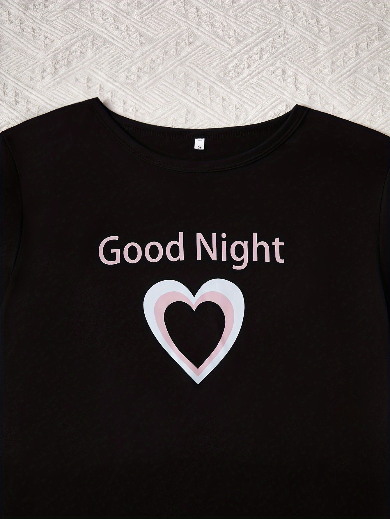 Adult Romantic Love Print Pajama Set with Short Sleeve Top Plaid Shorts and Long Pants