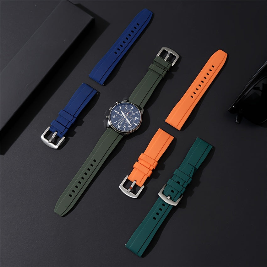 Silicone Rubber Watch Strap 20mm 22mm Quick Release Sports Watch Band in Black Green Orange Blue