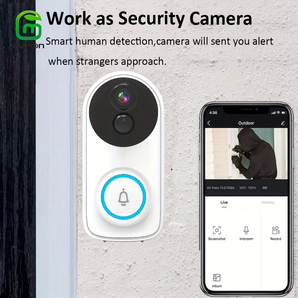 2K HD Wireless Video Doorbell Camera with Two-Way Audio PIR Motion Detection and Alexa Compatibility