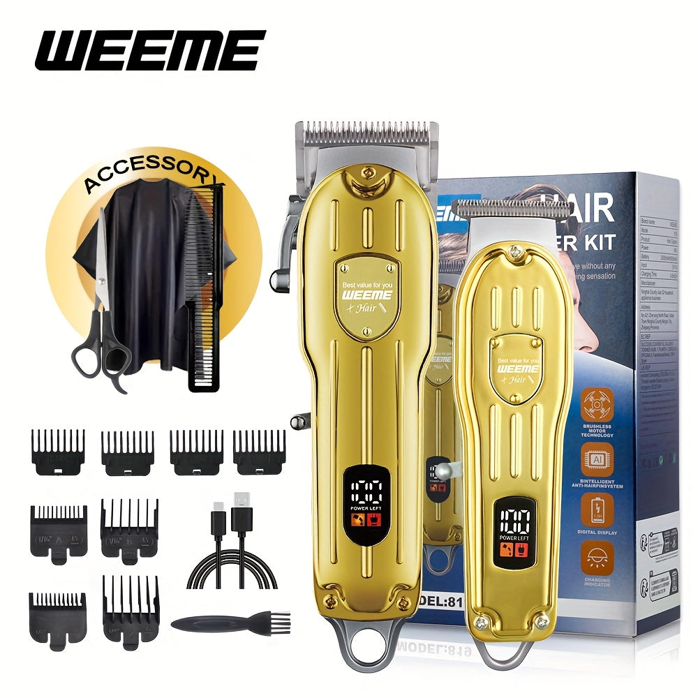 Electric Hair Clipper Set for Men T-Shaped Trimmer for Haircut Shaving USB Charged