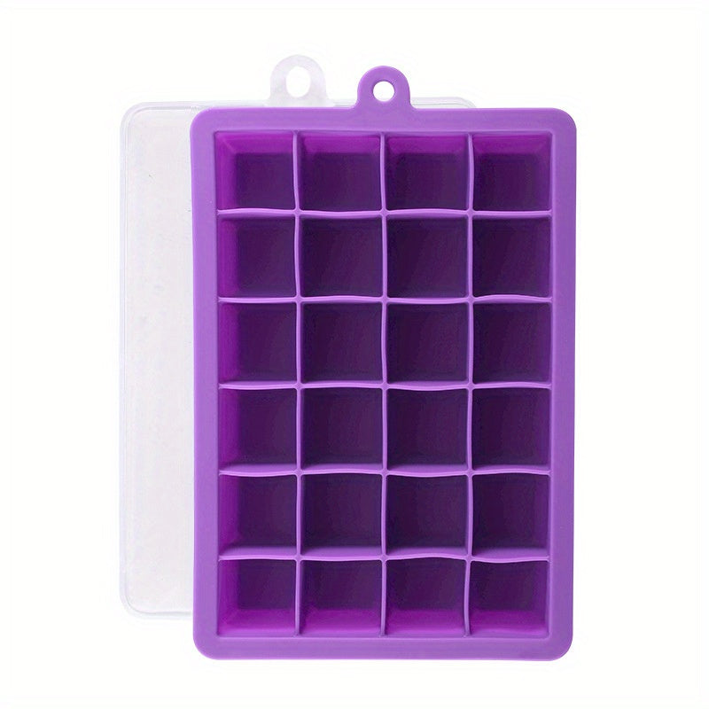 Silicone Ice Cube Trays 24 Compartments Lid Stackable Dishwasher Safe