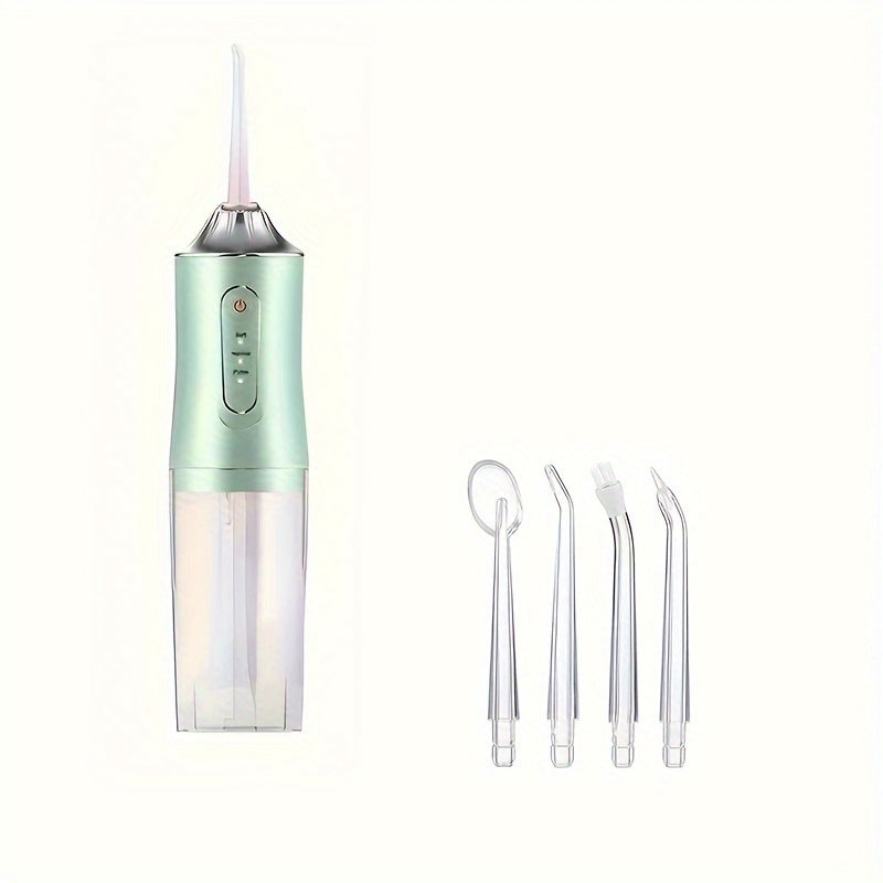 Rechargeable Pink Electric Water Flosser with High-Pressure Jet Tips for Braces and Hard-to-Reach Areas