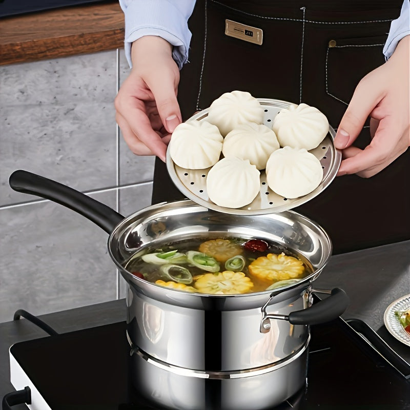 Sanbao Stainless Steel 3-in-1 Oshxona to'plami chuqur qovurish savat, bug'lantiruvchi qo'shimcha va ventilyatsiyali shisha qopqoqni o'z ichiga oladi, bu ko'p qirrali pishirish uchun.