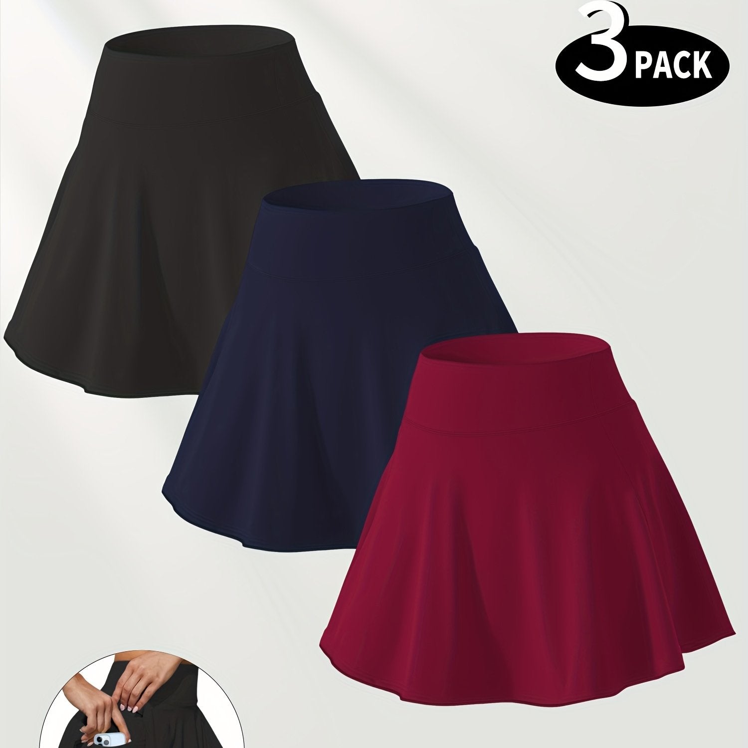 Plus Size Tennis Skort With Pockets Set For Spring Summer