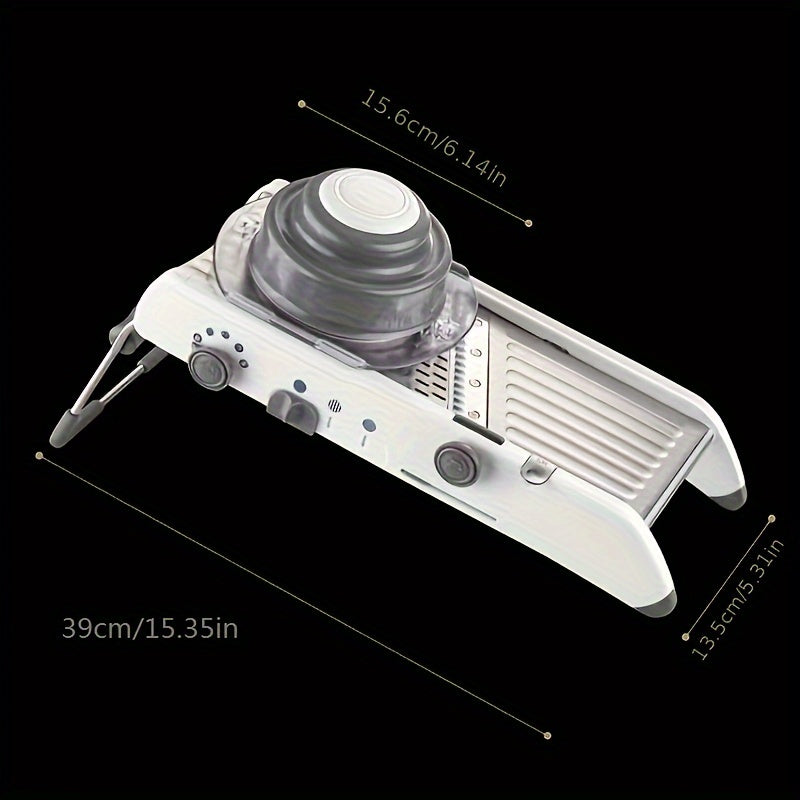 Professional darajadagi zanglamaydigan po'lat mandolin bo'laklagich, 18 xil o'lchamga sozlanishi mumkin, piyoz va kartoshka kabi sabzavotlarni bo'laklash uchun ideal. Xavfsiz va oson ishlatiladigan, bu oshxona aksessuari har qanday oshpaz uchun zarur.