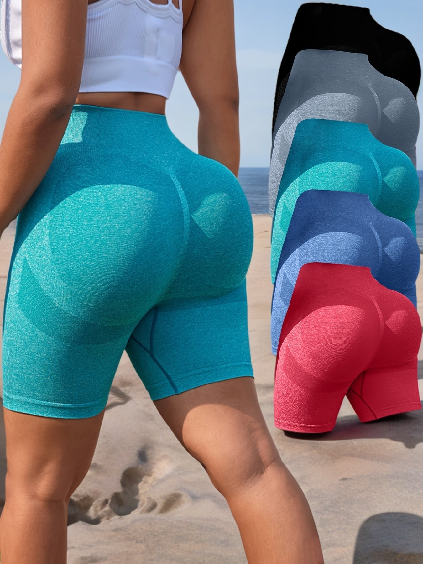 Women Plus Size High-Waist Yoga Shorts Stretchy Quick-Dry Seamless Workout Casual