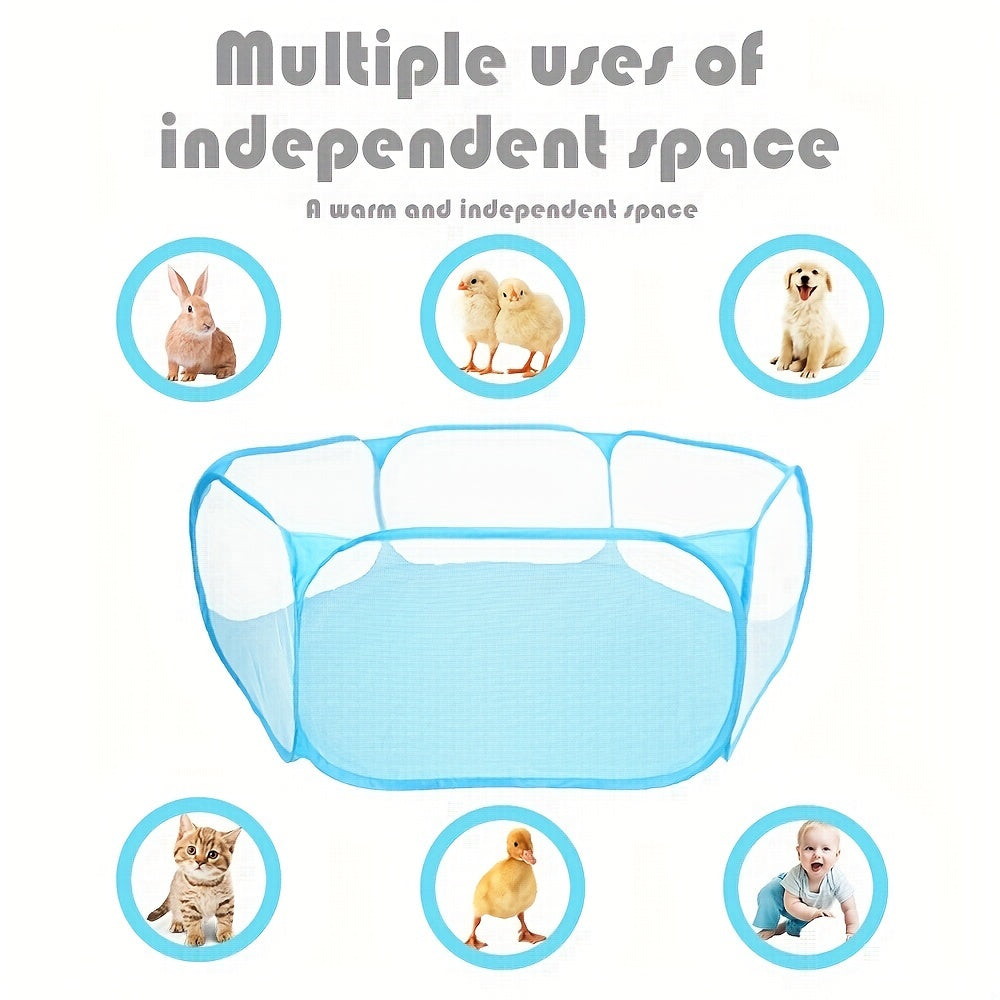 Uy hayvonlari, mushuklar va kichik hayvonlar uchun egiluvchan to'siq bilan portativ o'yin maydoni - xavfsiz va qulay.