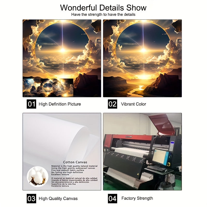 Arte de pared moderno en lienzo con paisaje, cielo, nubes y escena de montaña para sala de estar, dormitorio y oficina