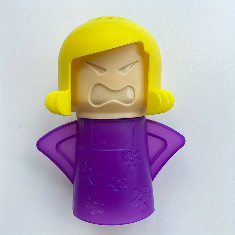 Microwave Cleaner Spray with Angry Mom Design for Grease and Stain Removal from Plastic Surfaces