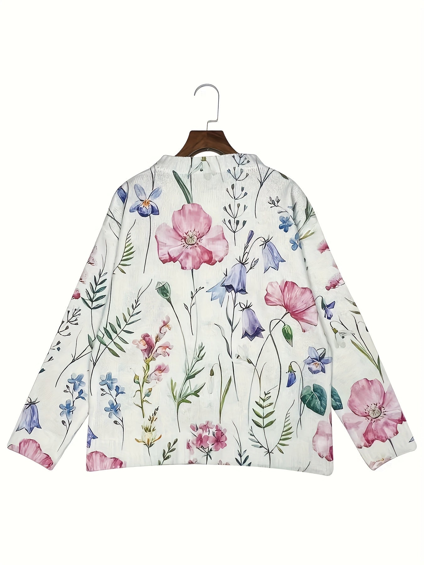 Cárdigan de mujer con estampado floral, manga larga, con botones, casual, ligero