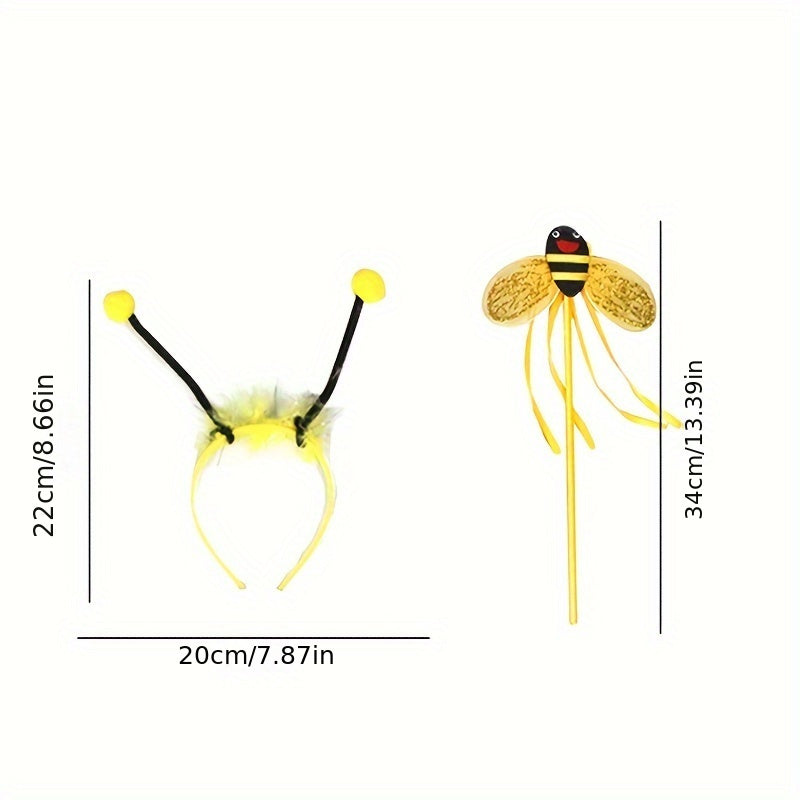 Dance Costume for Girls Tutu Skirt Bee Wings Headband and Dancewear Set