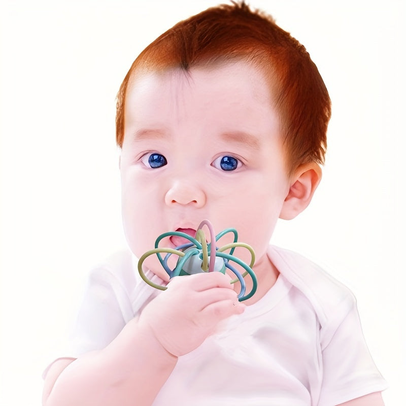 BPA Free Food Grade Sensory Teether Toy with Rattle for Infants