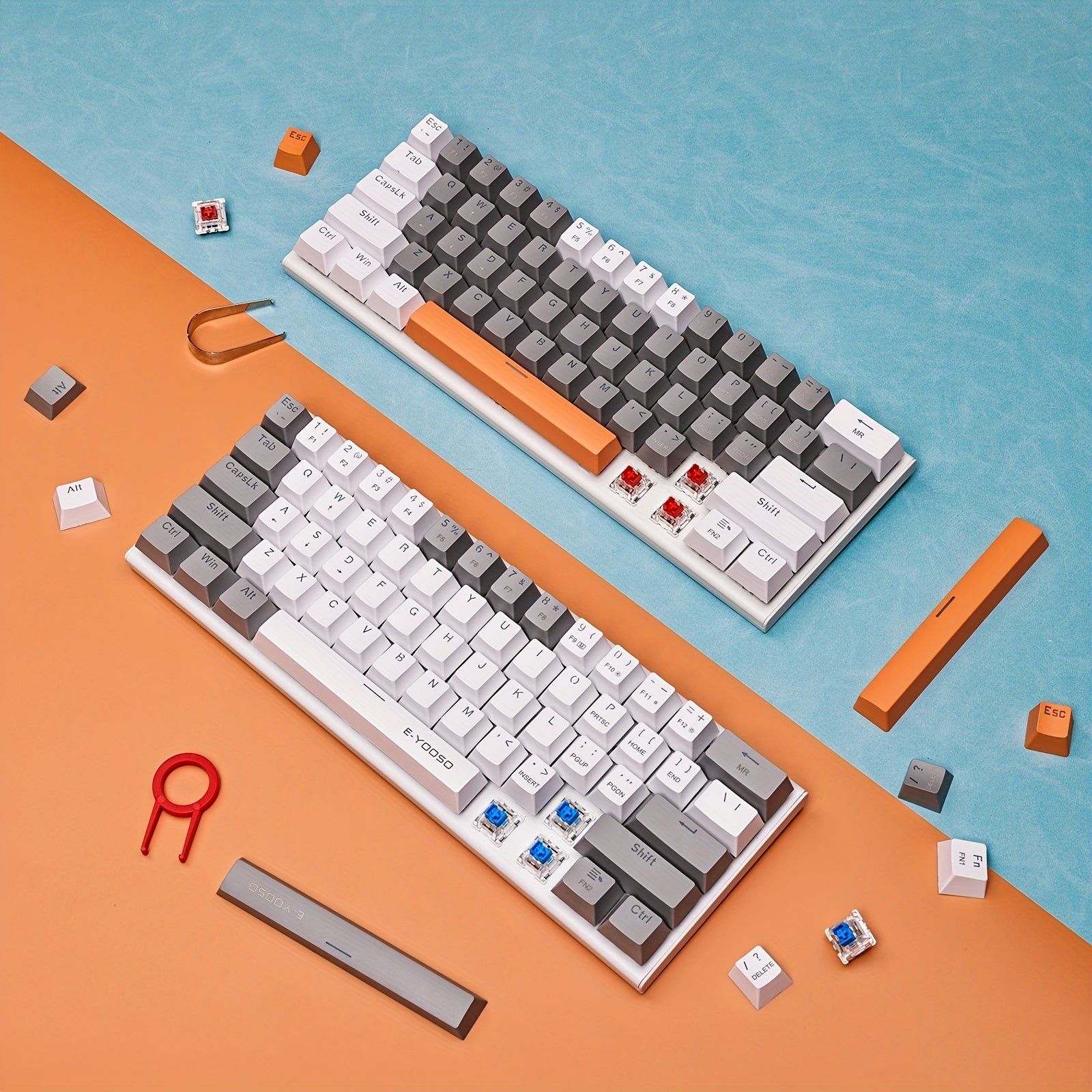 60% Mechanical Gaming Keyboard LED Backlit Black Gray or White Gray Compact for Windows and Mac