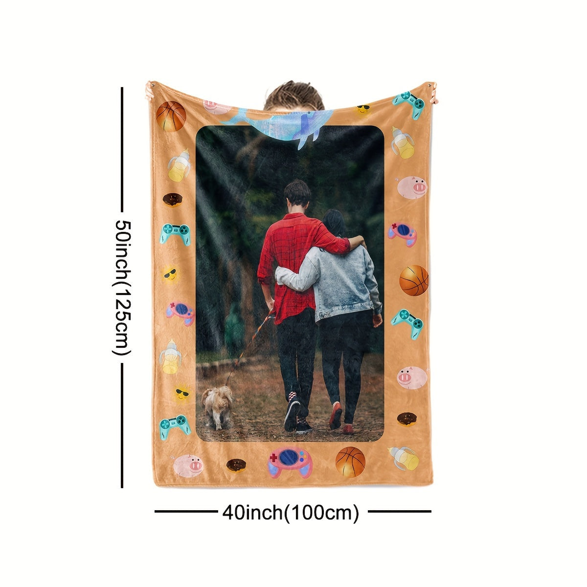 Personalized Family Couple Photo Nap Blanket 280g Flannel Soft All Seasons