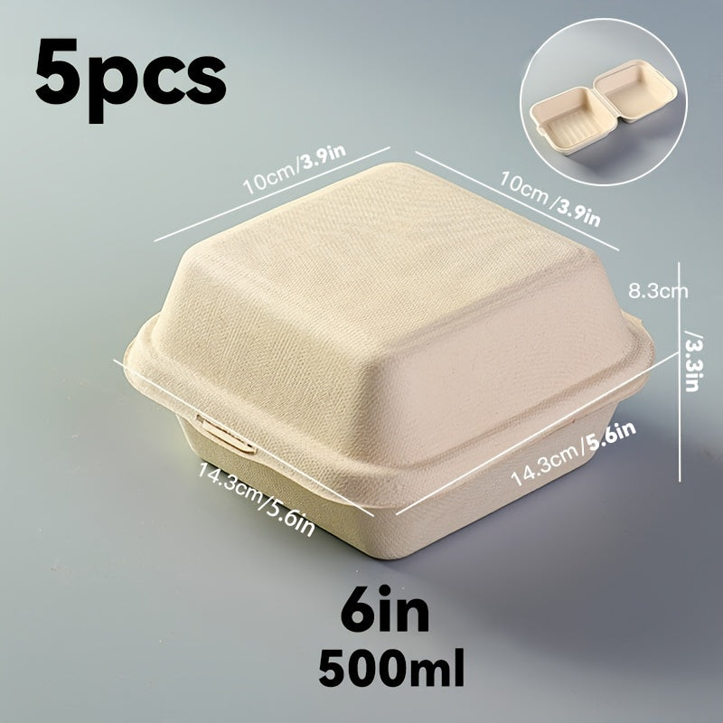 Ekologik toza bug'doy donasi qog'oz tushlik qutilari, 5, 15, 30, 50 ta, sendvichlar, salatlar va shirinliklar uchun